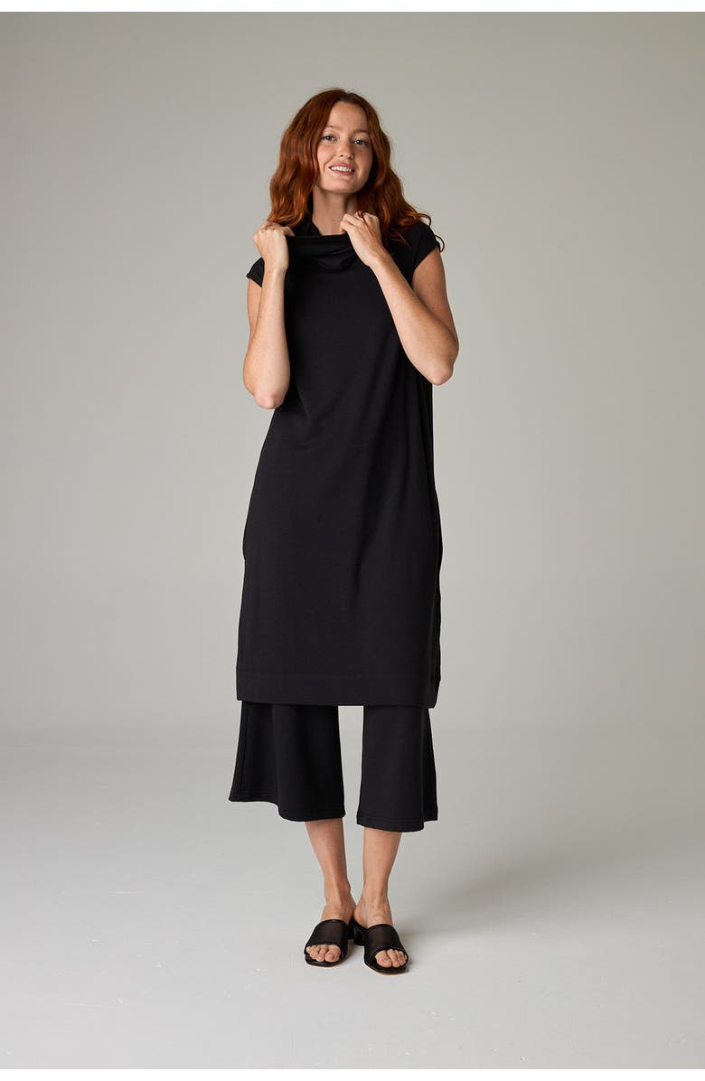 eavolu Kakadu Eco-Luxe Rib Sleeveless Funnel Neck Tunic/Dress - Ultra-Luxe Flow, Alternate, color, Coal Black