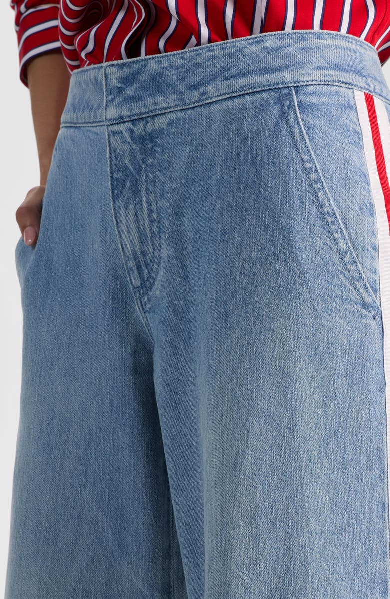 Alice + Olivia Xnder Racing Stripe High Waist Wide Leg Jeans, Alternate, color, Edie Wash Off White Chili Pepp