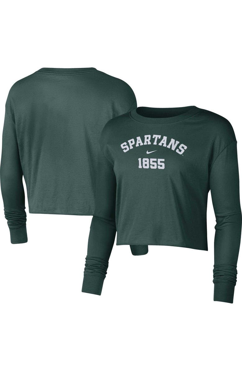 Nike Women's Nike Green Michigan State Spartans Est. Cropped Long Sleeve T-Shirt, Main, color, 