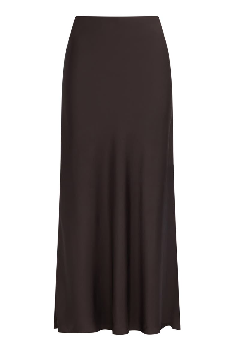 Ines Satin Maxi Skirt, Alternate, color, ESPRESSO