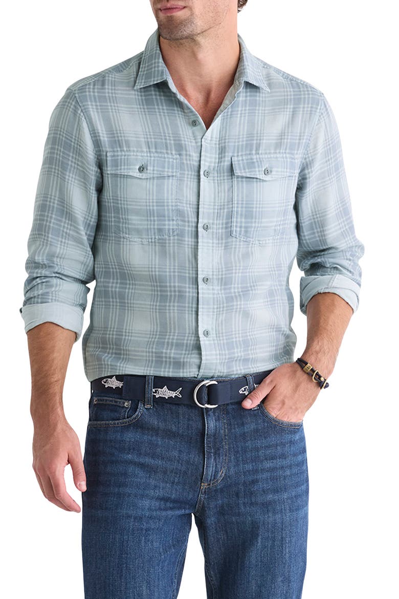 Plaid Chiller Double Cloth Button Up Shirt, Main, color, SHELL GREY