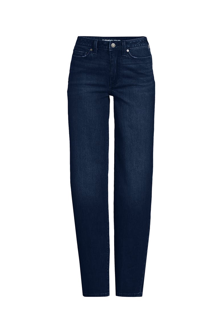 Petite Soft Denim Mid Rise Relaxed Straight Leg Jeans, Alternate, color, Dark Indigo Blue Wash