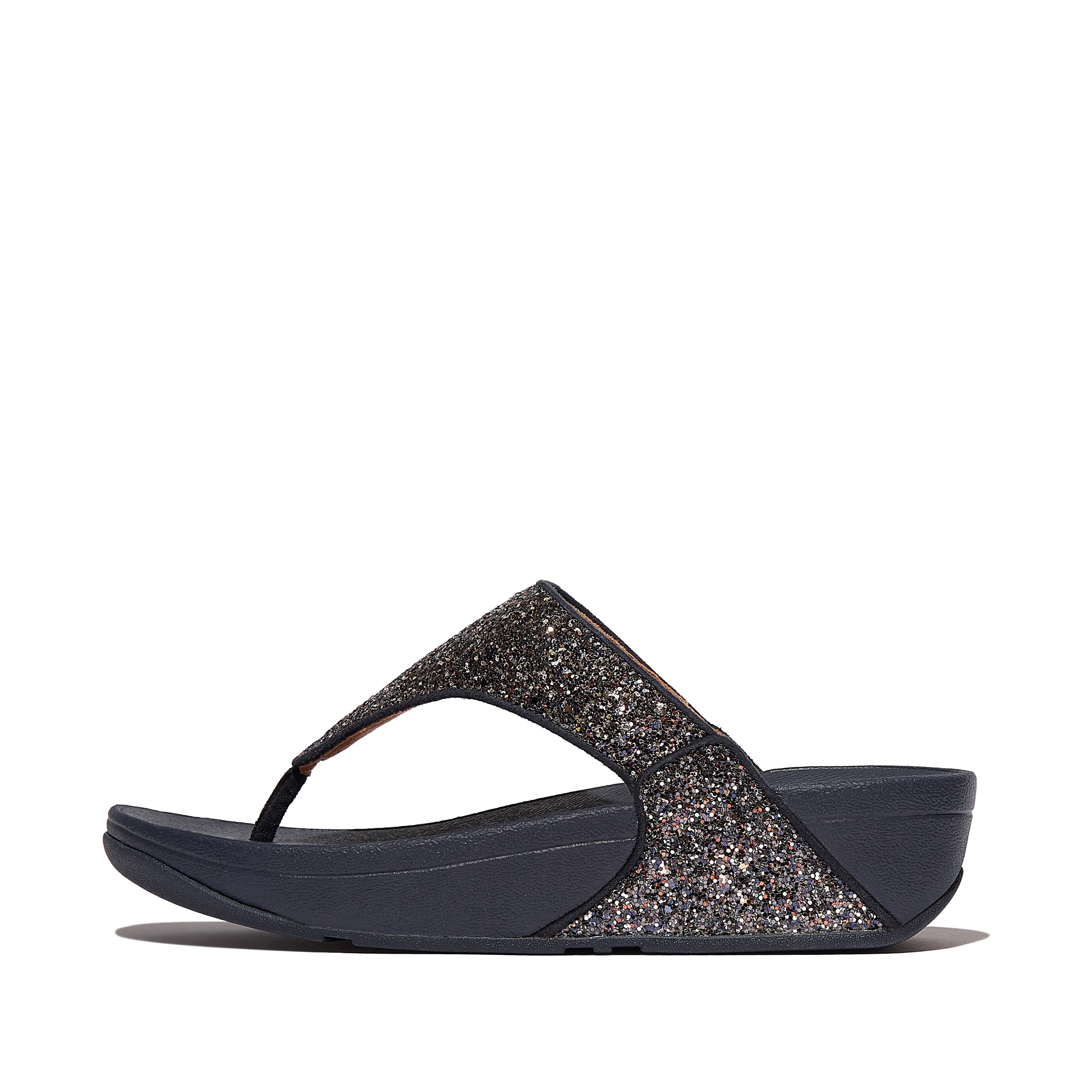FitFlop Lulu Multi Tonal Glitter Toe Post Sandals, Alternate, color, Midnight Navy Mix