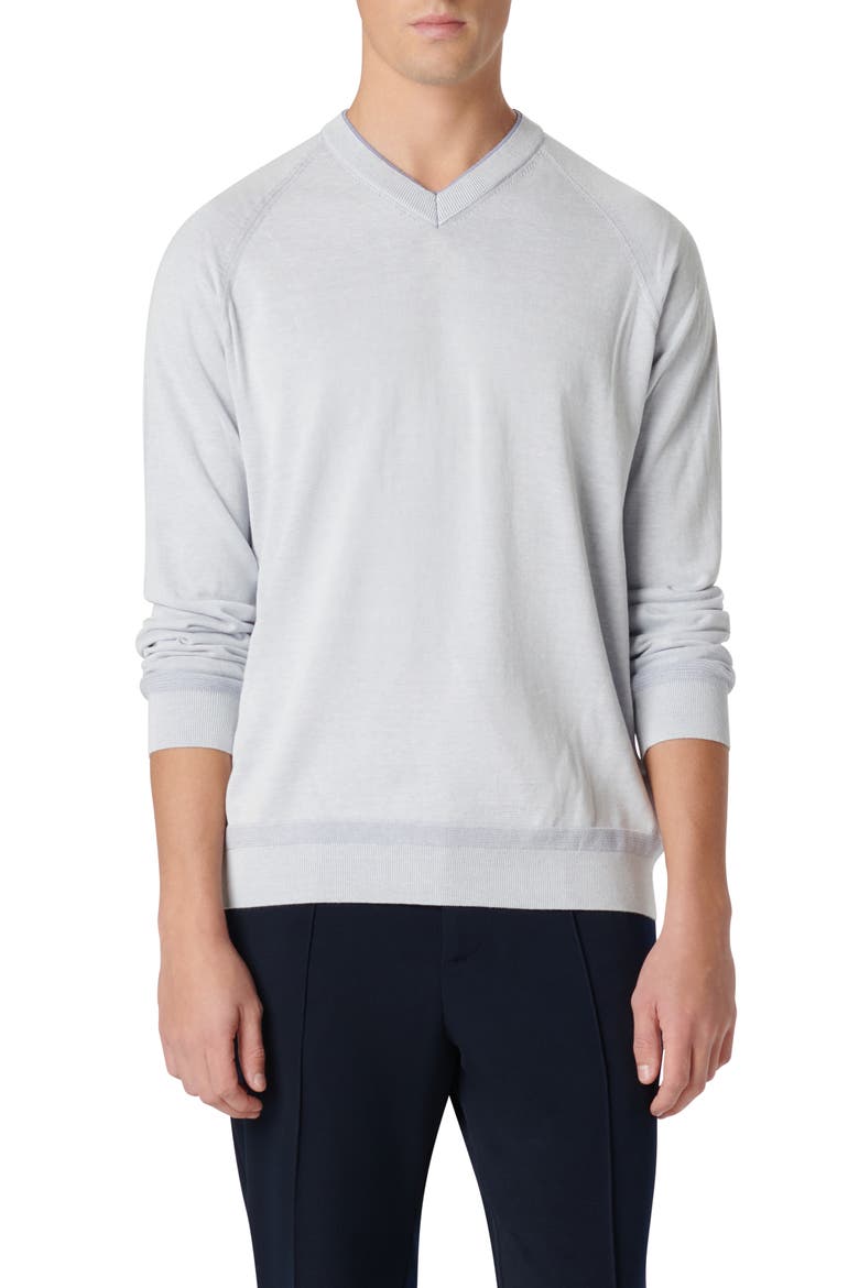 Cotton & Silk V-Neck Sweater, Main, color, LILAC
