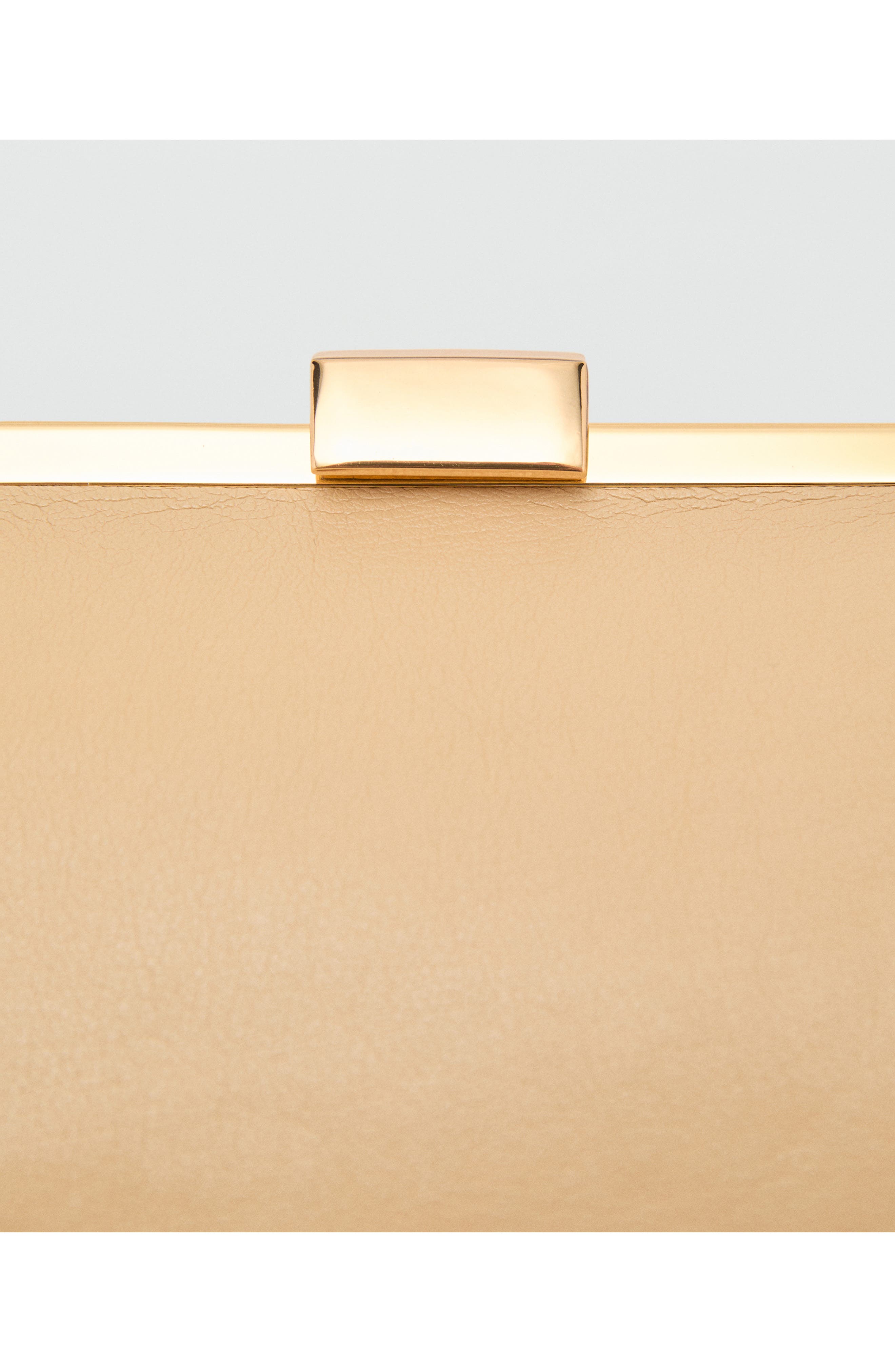 MANGO Metallic Frame Clutch, Alternate, color, Vanilla