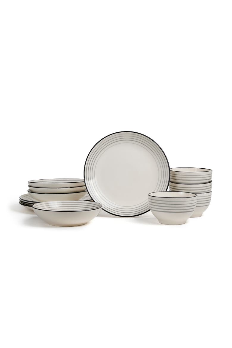 Zeke Earthenware 12-Piece Dinnerware Set, Main, color, Grey
