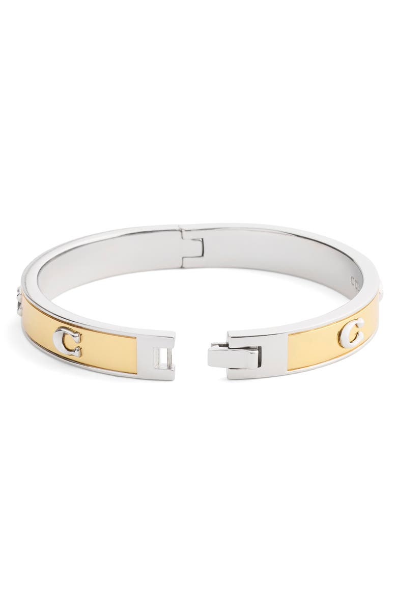 COACH Inlay Two-Tone Hinge Bracelet, Alternate, color, Two Tone