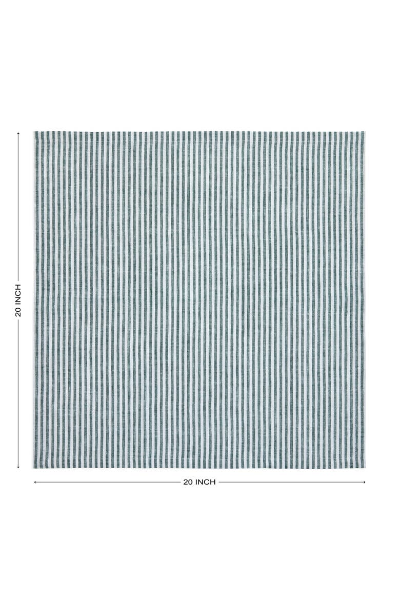 Linen Dinner Napkins Set of 4, 20 x 20" - Narrow Stripe, Alternate, color, Rainforest and White