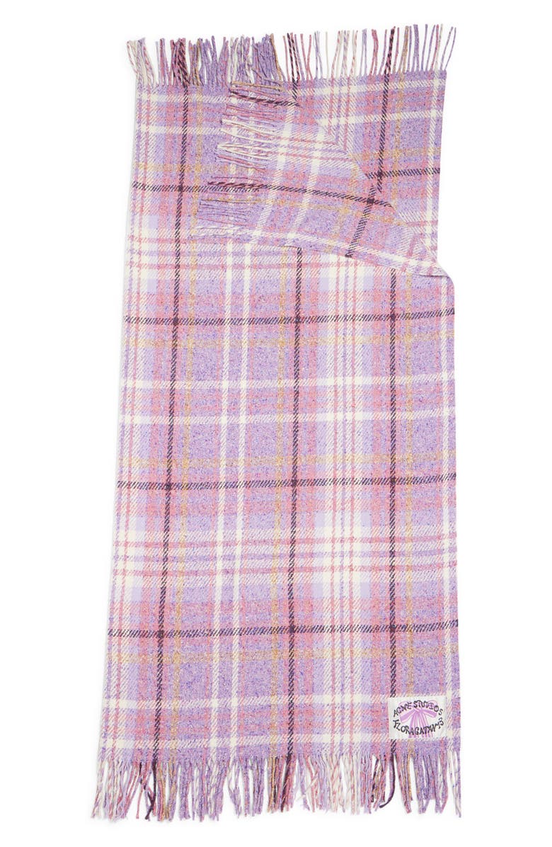 Acne Studios Fringed Plaid Scarf, Main, color, 
