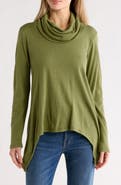 GO COUTURE Cowl Neck Asymmetric Sweater
