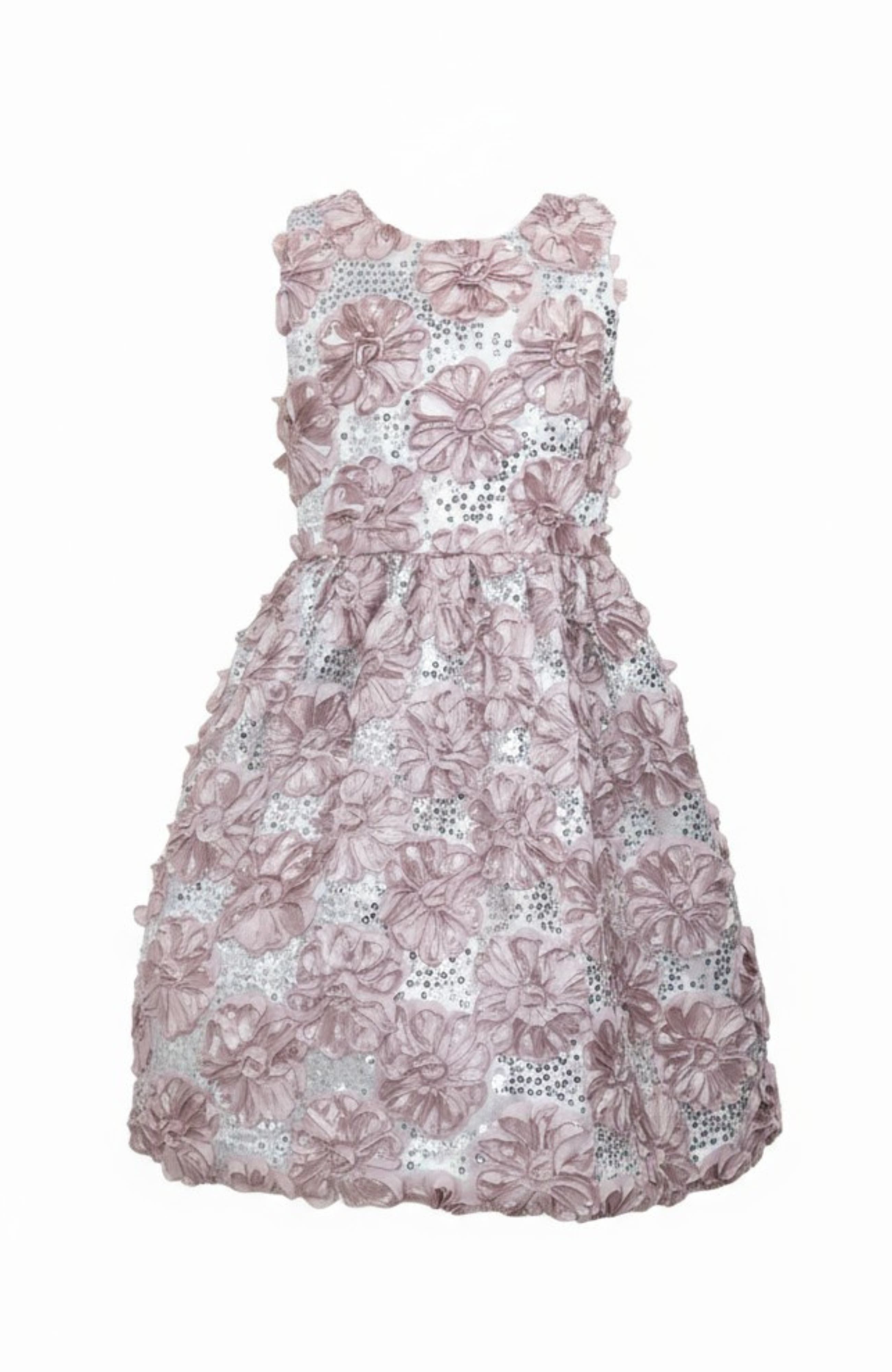 Mia Belle Girls Kids'  Dazzling Silver Petal Princess Tank Dress In Gray