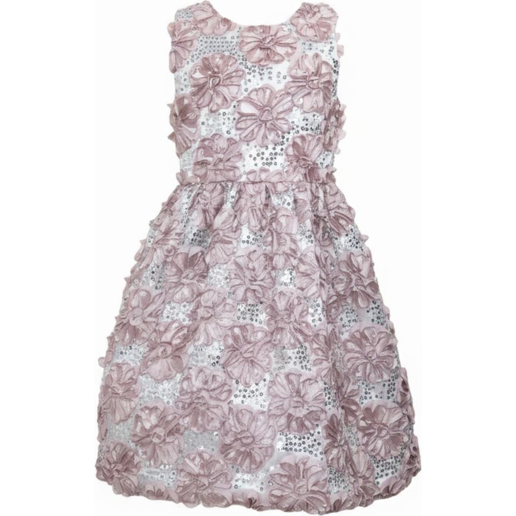 Mia Belle Girls Kids' Dazzling Silver Petal Princess Tank Dress In Gray