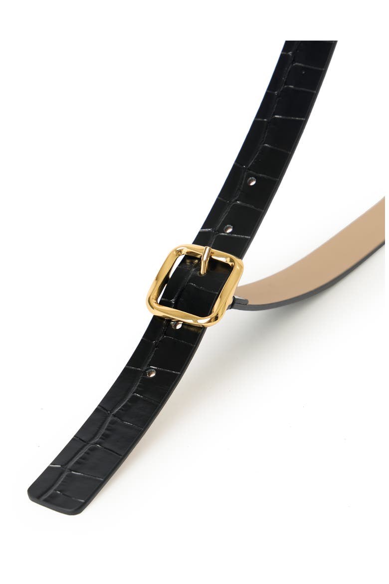 Ellie Croco Embossed Leathe Belt, Alternate, color, BLACK GOLD