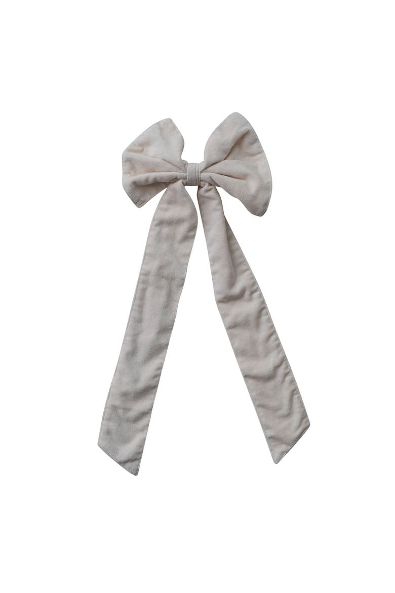 Cotton Velvet Bow Clip with Iron Detail, Main, color, Cream