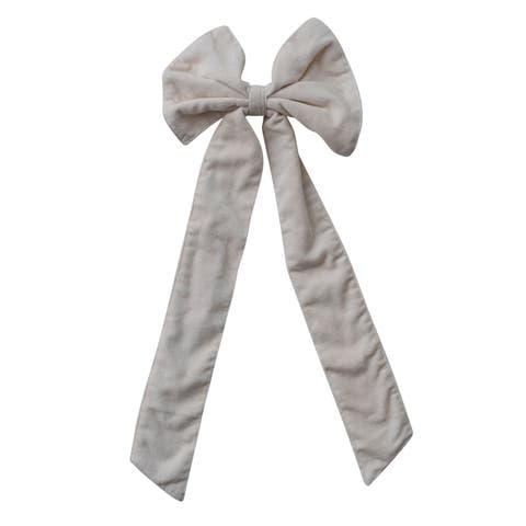 Cotton Velvet Bow Clip with Iron Detail