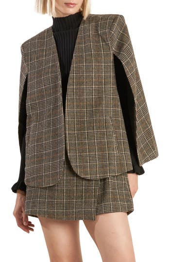Freemarket Plaid Woven Capelet In Multi