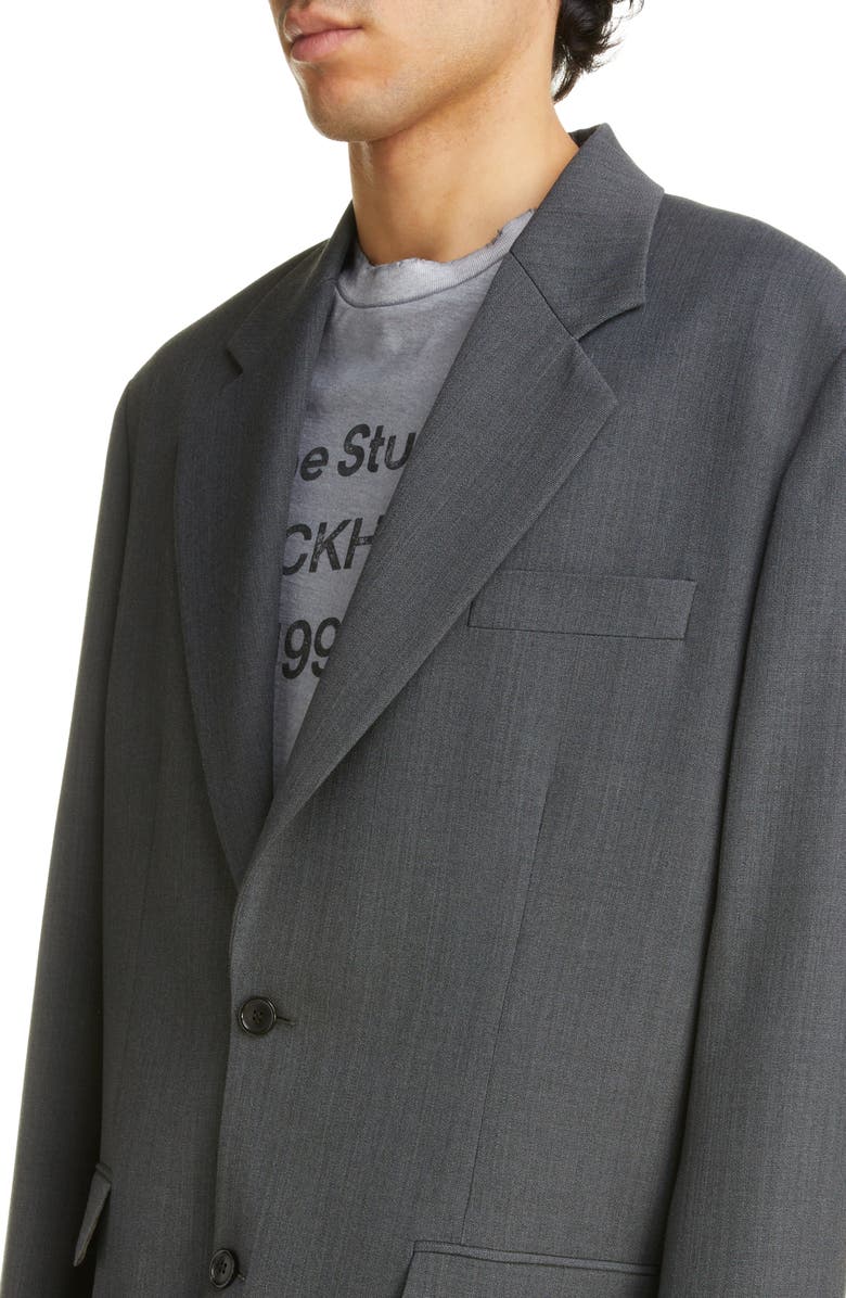 Acne Studios Mélange Oversize Recycled Polyester & Wool Sport Coat, Alternate, color,