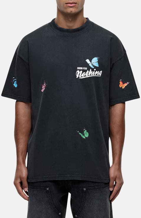 Flight Butterfly Print Relaxed Tee