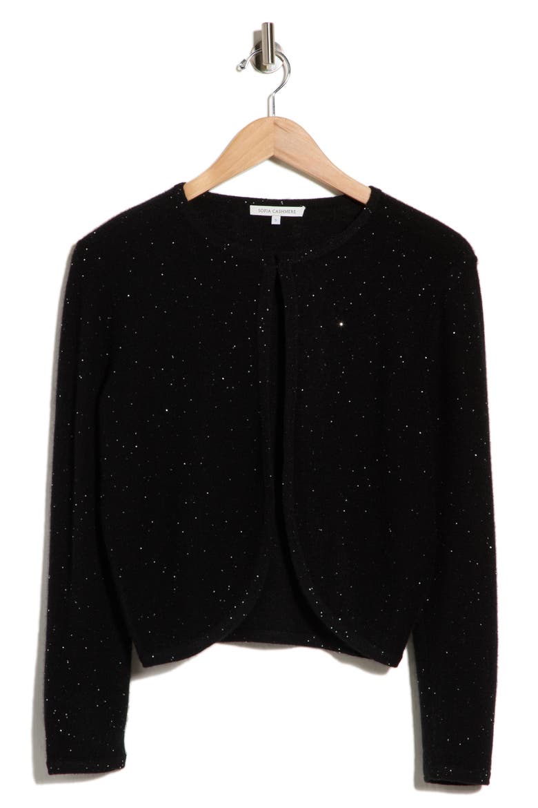 Sequin Cashmere Blend Bolero Cardigan, Alternate, color, BLACK