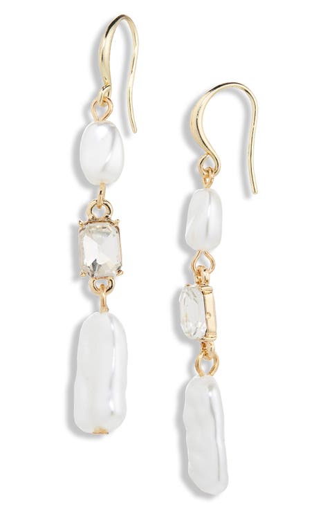 Faux Pearl & Crystal Drop Earrings