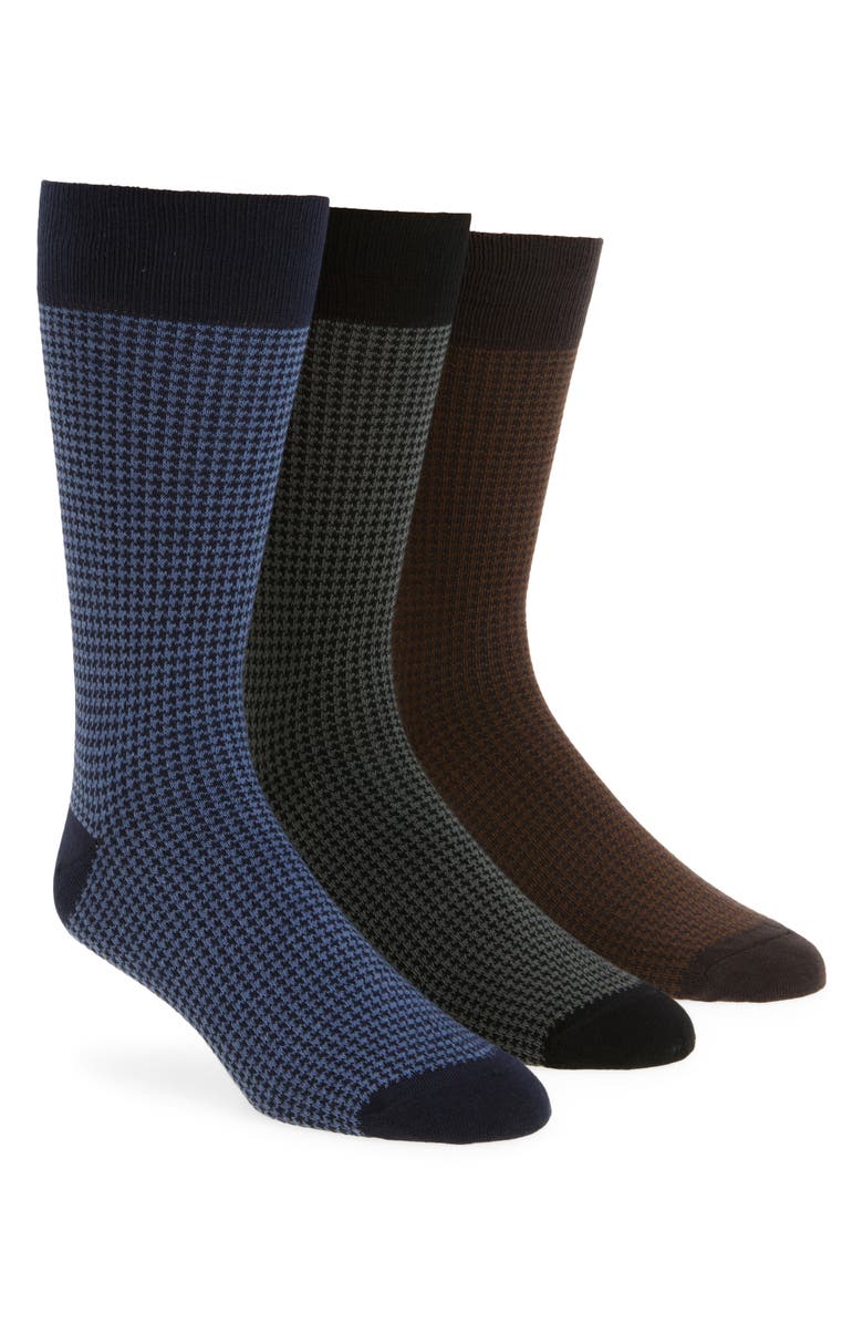 Nordstrom Assorted 3-Pack Combed Cotton Blend Dress Socks, Main, color, 