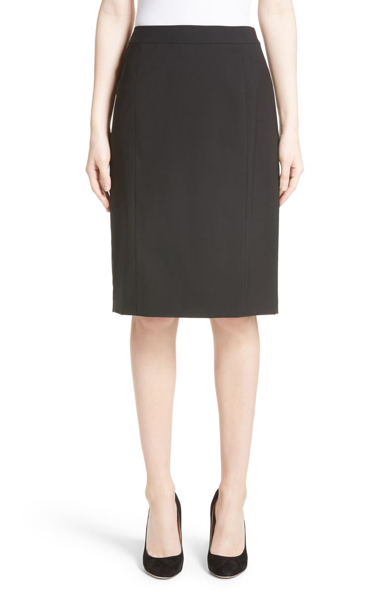 Lafayette 148 New York Stretch Wool Pencil Skirt, Main, color, 
