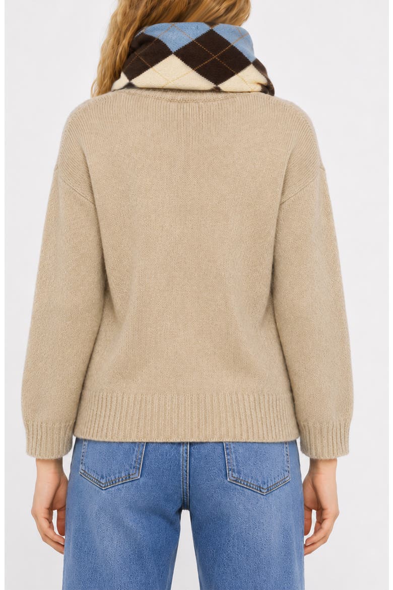 Simone Crewneck Sweater & Scarf Set, Alternate, color, TAPIOCA HEATHER