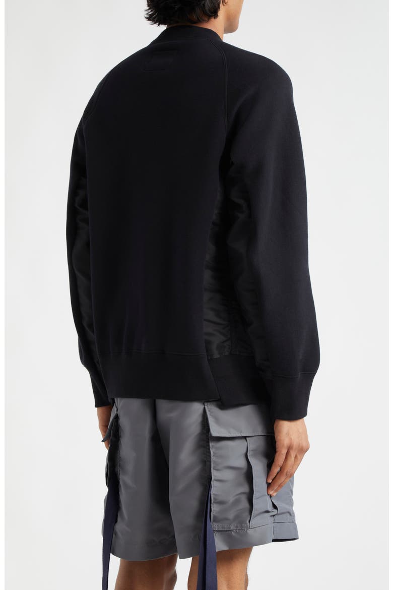 Sponge Mixed Media Sweatshirt, Alternate, color, BLACK/BLACK