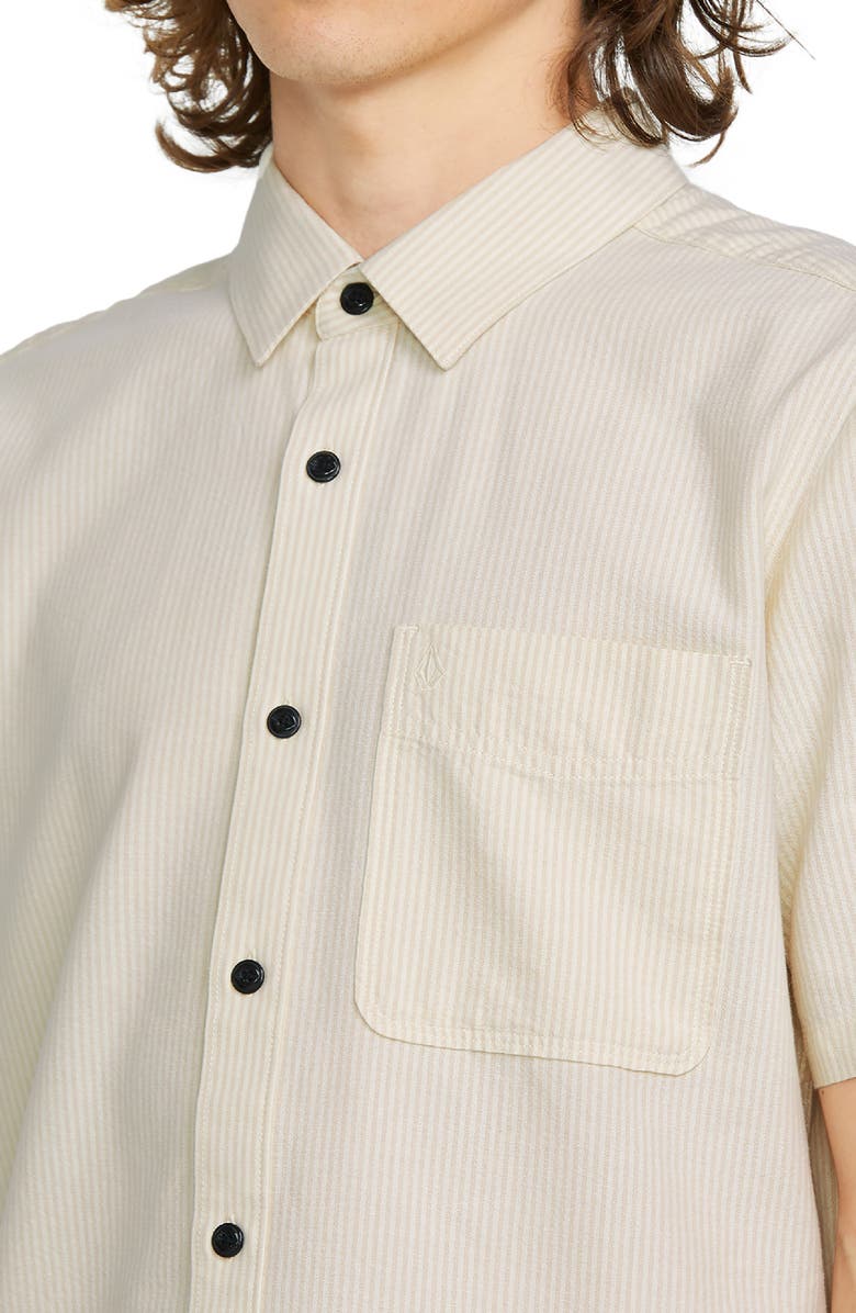 Volcom Date Knight Stripe Short Sleeve Button-Up Shirt, Alternate, color, 