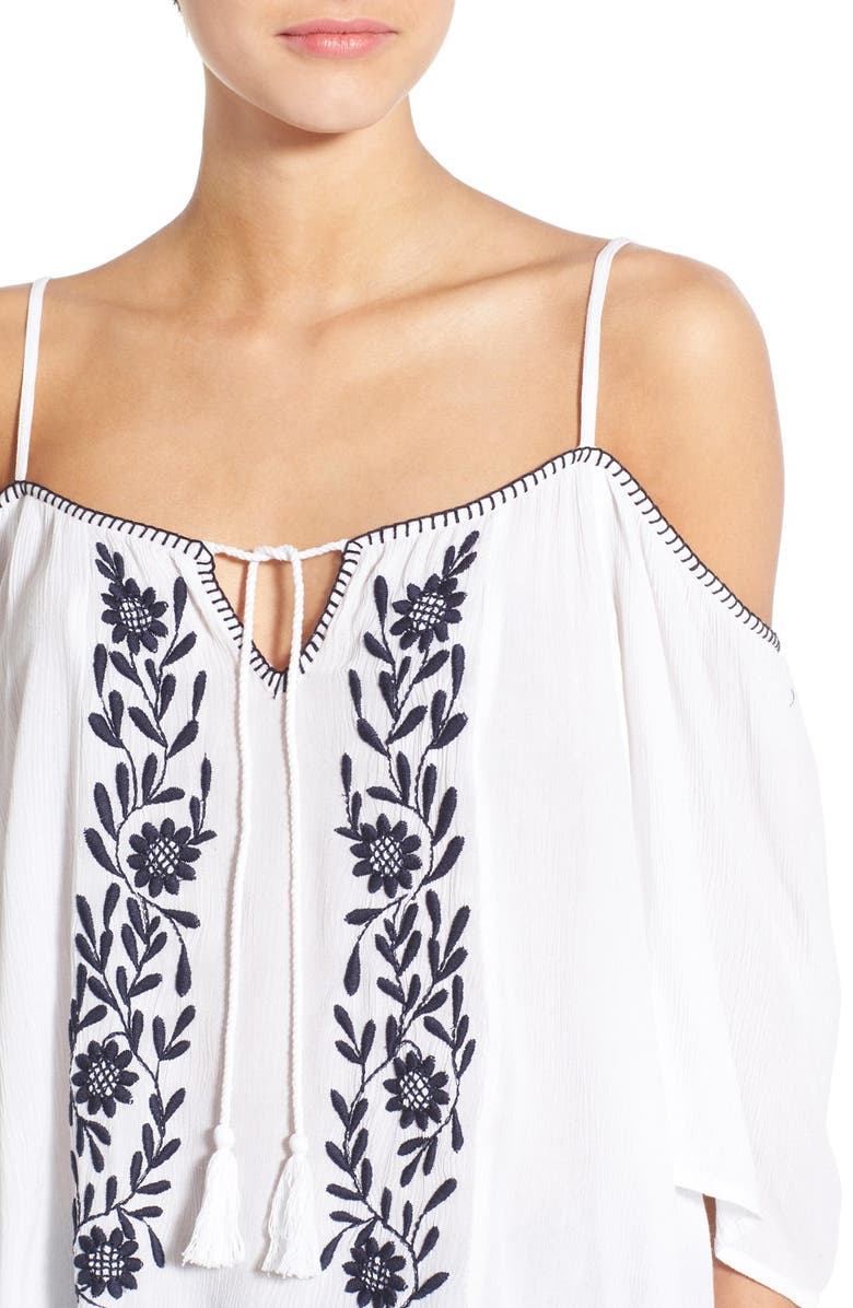 Band of Gypsies Embroidered Cold Shoulder Top, Alternate, color, 