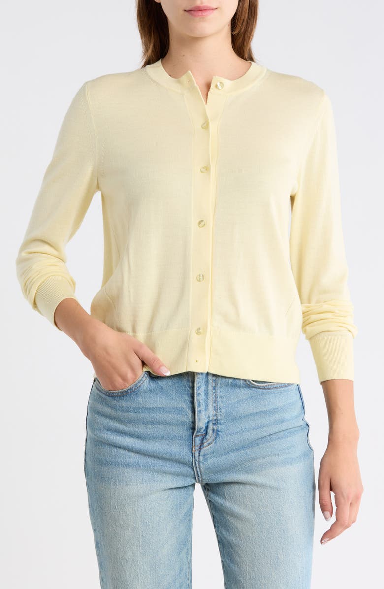 BOSS Fadenasi Virgin Wool Cardigan, Main, color, Open Yellow