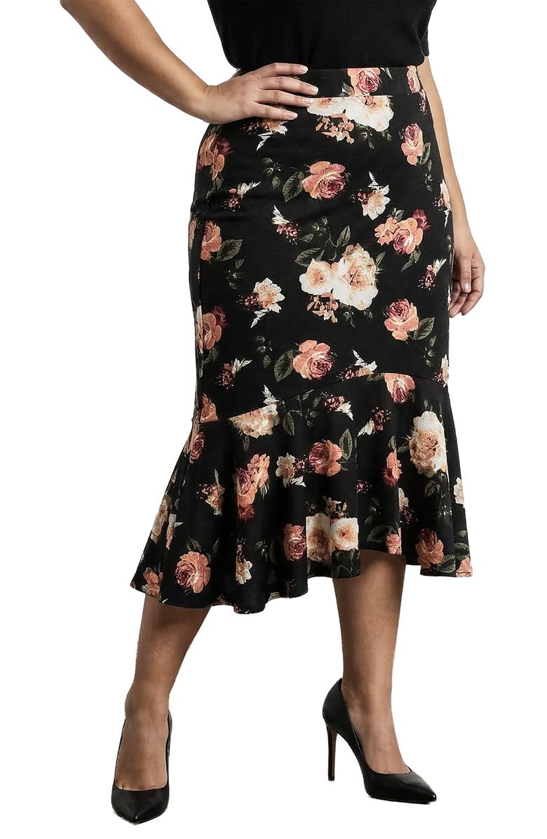 Standards & Practices Floral Print Midi Skirt, Alternate, color, 