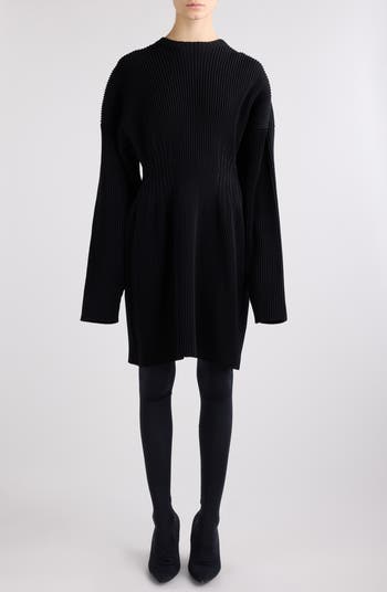 ワンピース BALENCIAGA HOURGLASS DRESS Balenciaga Hourglass Long Sleeve Rib Sweater Dress | Nordstrom