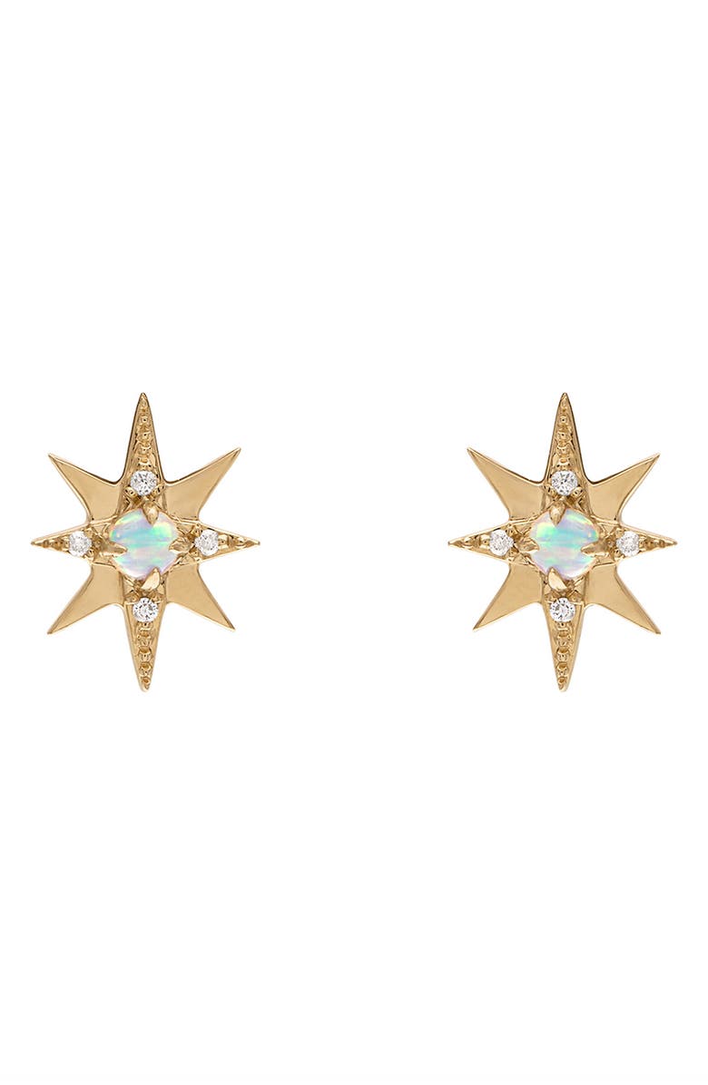 EDEN PRESLEY Starburst Stud Earrings, Alternate, color, Yellow Gold - Opal