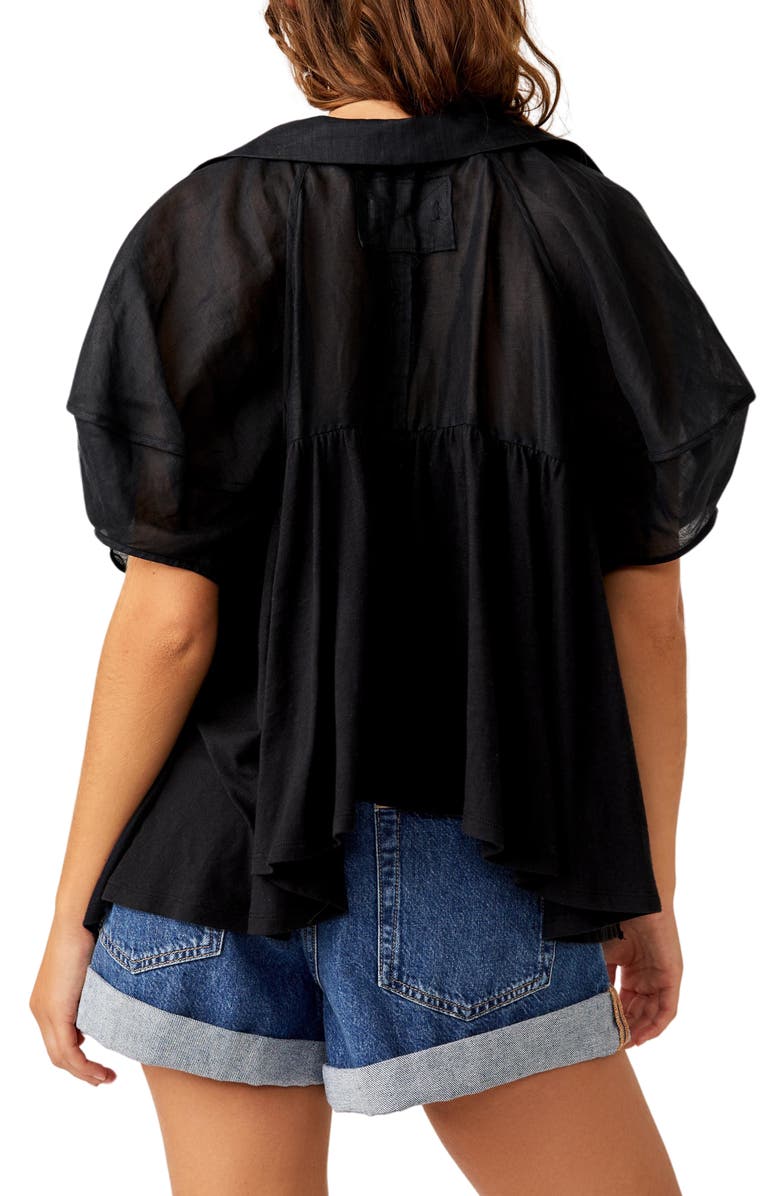 Free People Sunray Mixed Media Cotton Jersey Babydoll Top, Alternate, color, 