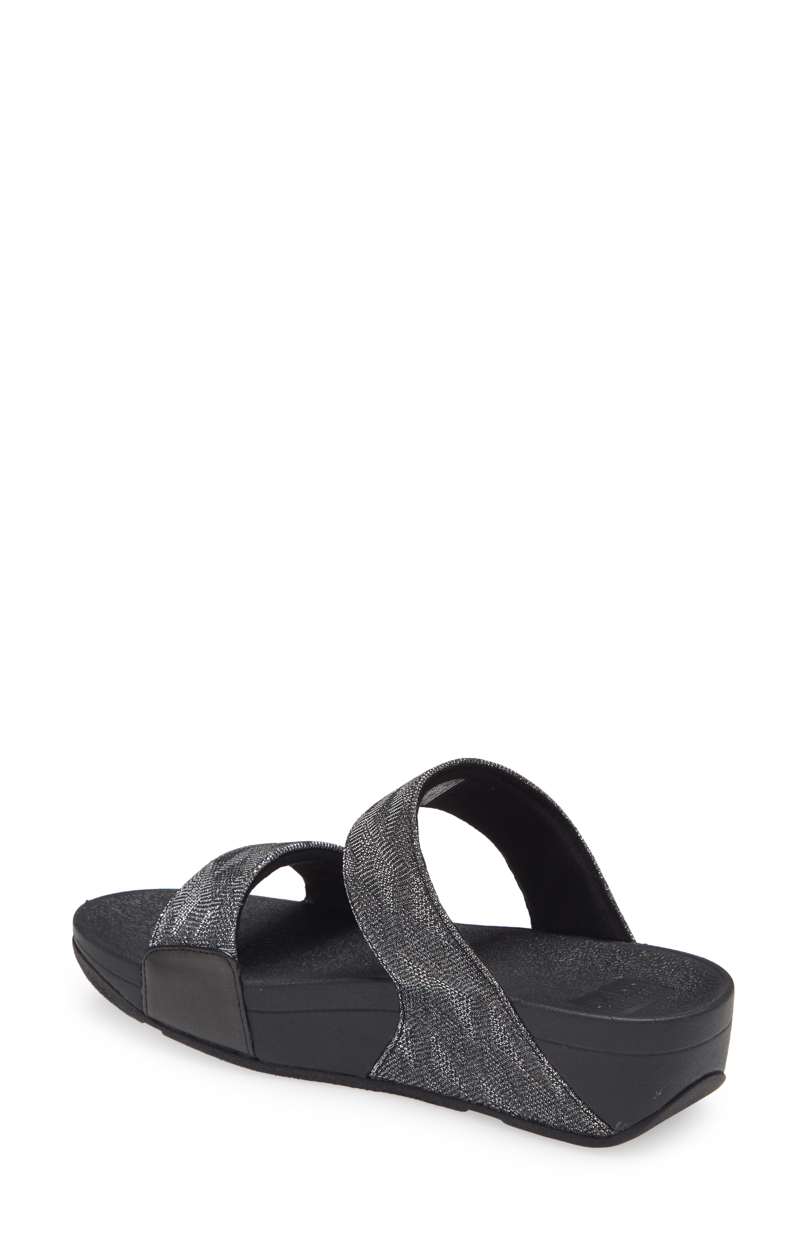 FitFlop Lulu Glitz Slide Sandal, Alternate, color, All Black