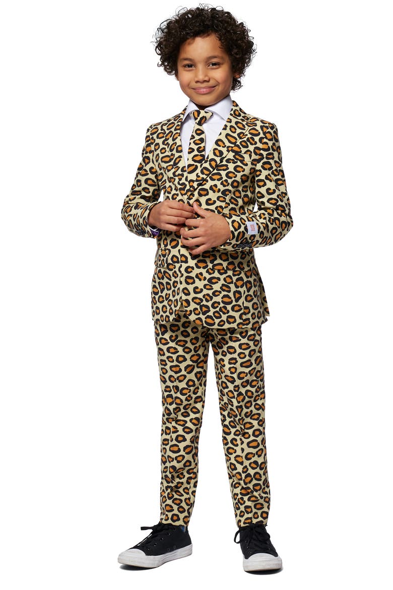 Kids' The Jag Two-Piece Suit with Tie, Main, color, LEOPARD
