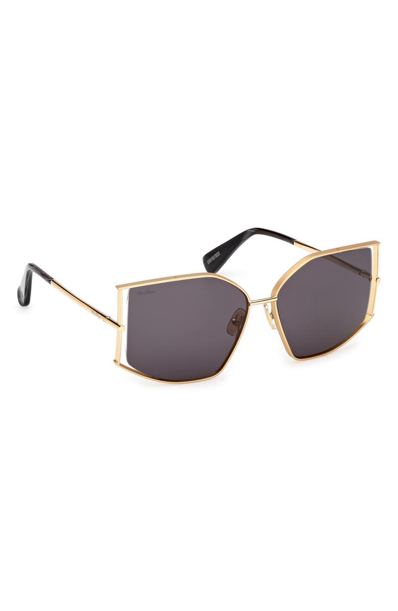 Max Mara Menton 59mm Cat Eye Sunglasses, Alternate, color, Deep Gold/ Black Horn/ Smoke