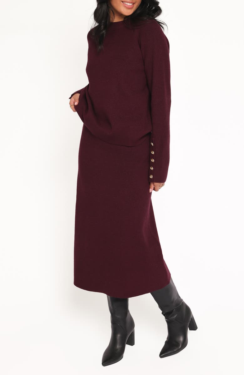 Petal & Pup Bridget Rib Sweater & Midi Set, Alternate, color, Maroon