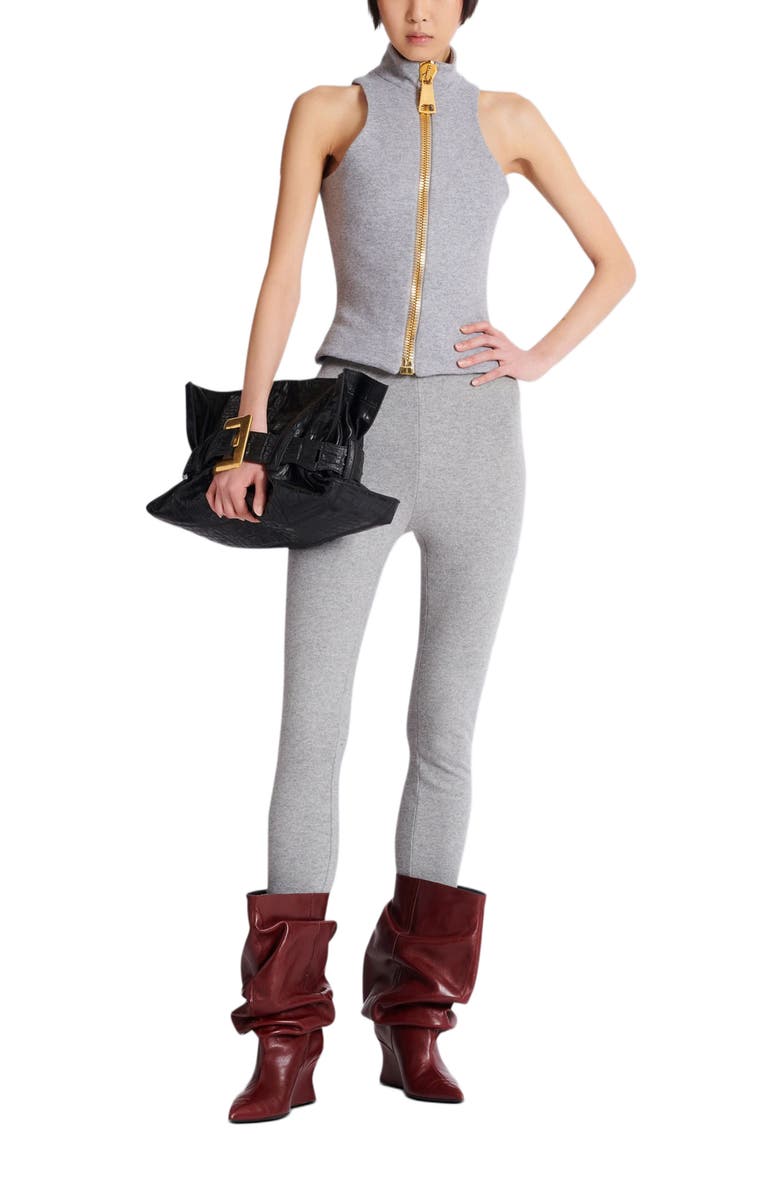 Balmain Sleeveless Cotton Knit Top, Alternate, color, 