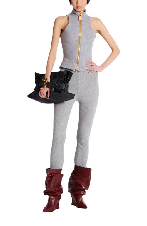 Balmain Sleeveless Cotton Knit Top In Gray