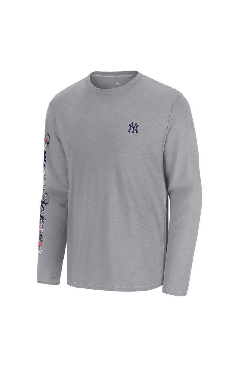 Tommy Bahama Men's Tommy Bahama  Gray New York Yankees Tropic Curveball Lux Long Sleeve T-Shirt, Alternate, color, 