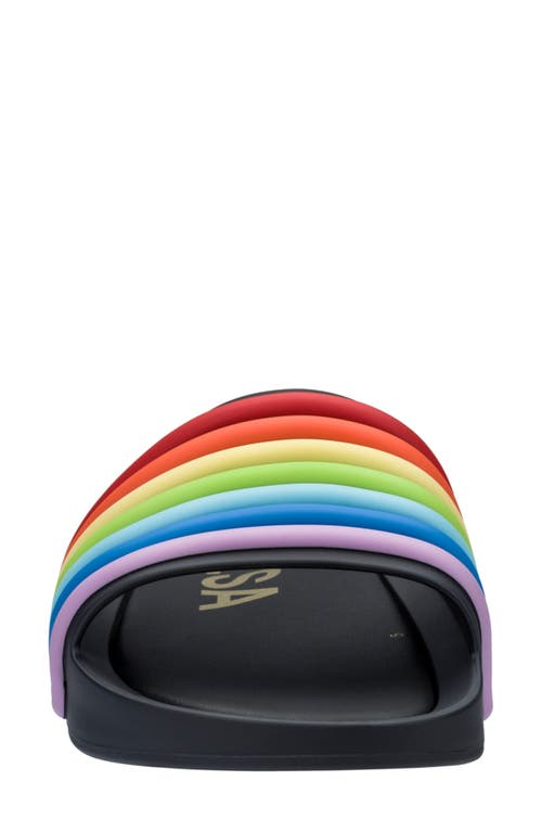 Melissa Beach Slide Sandal In Black Rainbow