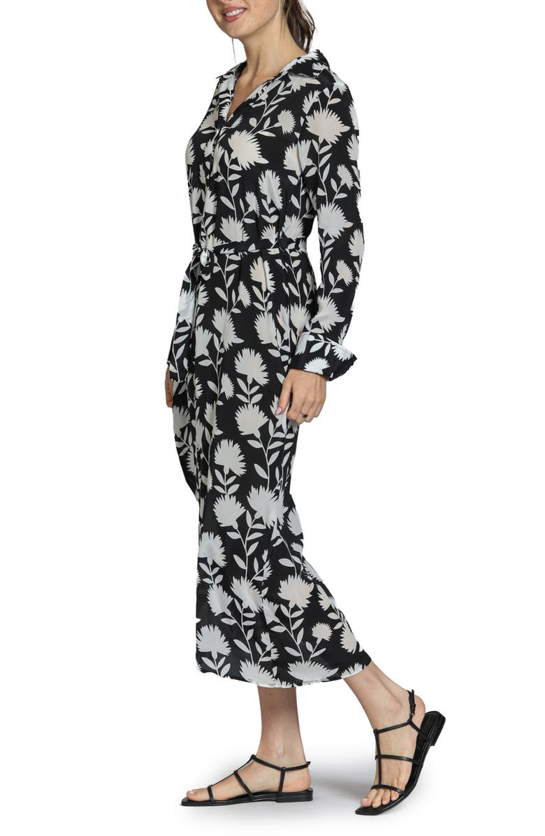 APNY Mix Print Long Sleeve Dress, Alternate, color, Black/ White