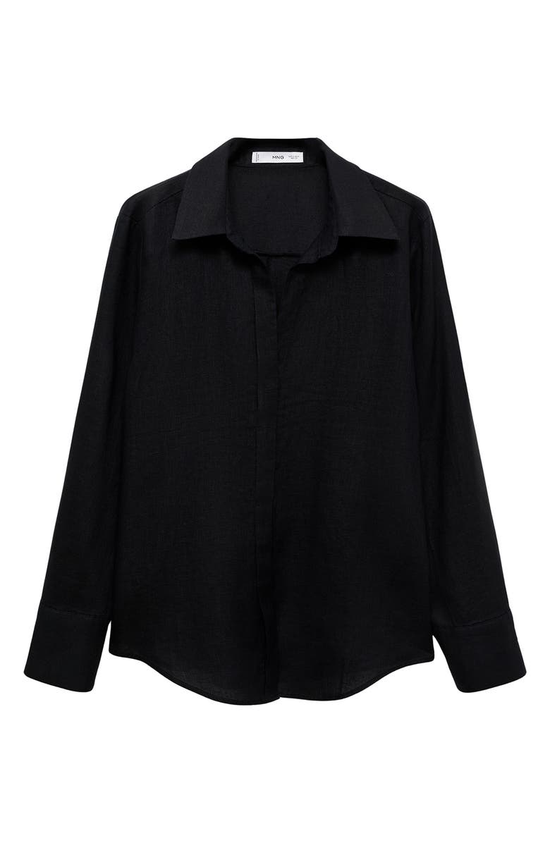 MANGO Regular Fit Linen Button-Up Shirt, Alternate, color, 