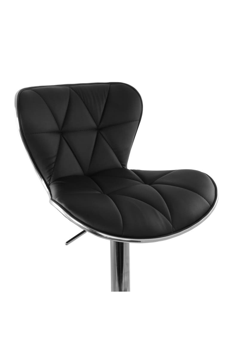 2 Piece Diamond Tufted Faux Leather Adjustable Bar Stool, Alternate, color, Black