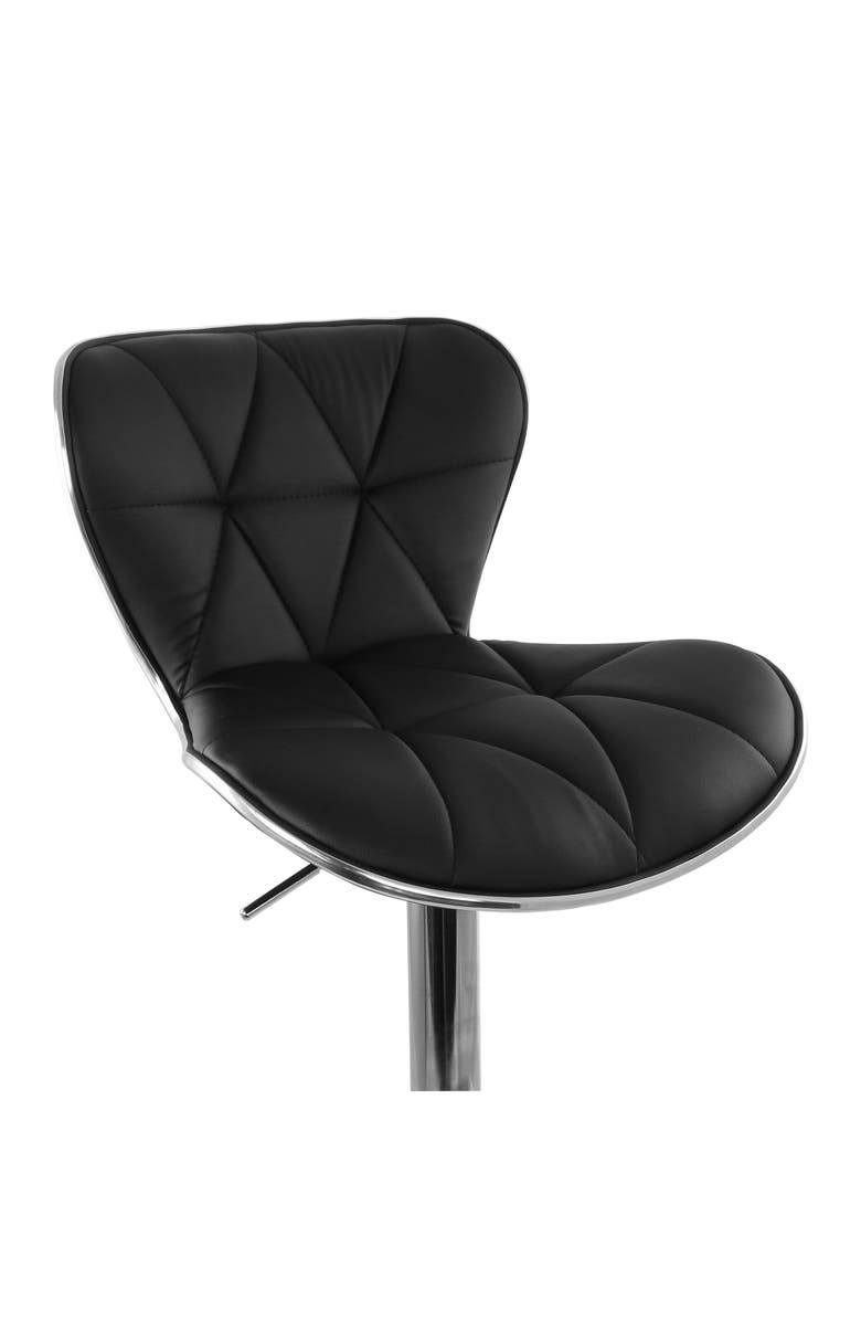Elama 2 Piece Diamond Tufted Faux Leather Adjustable Bar Stool, Alternate, color, Black