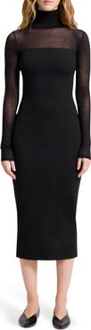 Marcella Marina Turtleneck Body-Con Midi Dress