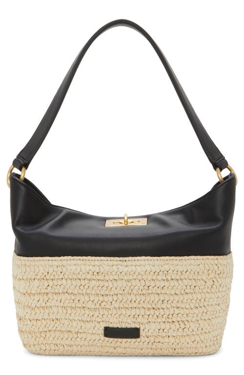 Vince Camuto Liann Woven Straw & Leather Shoulder Bag In Oxford 01