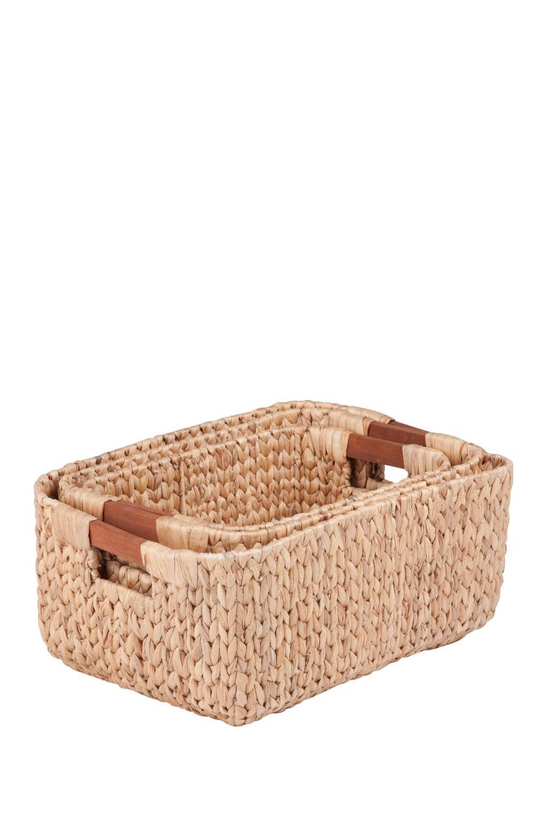 HONEY-CAN-DO Rectangle Water Hyacinth Baskets - Set of 3, Alternate, color,